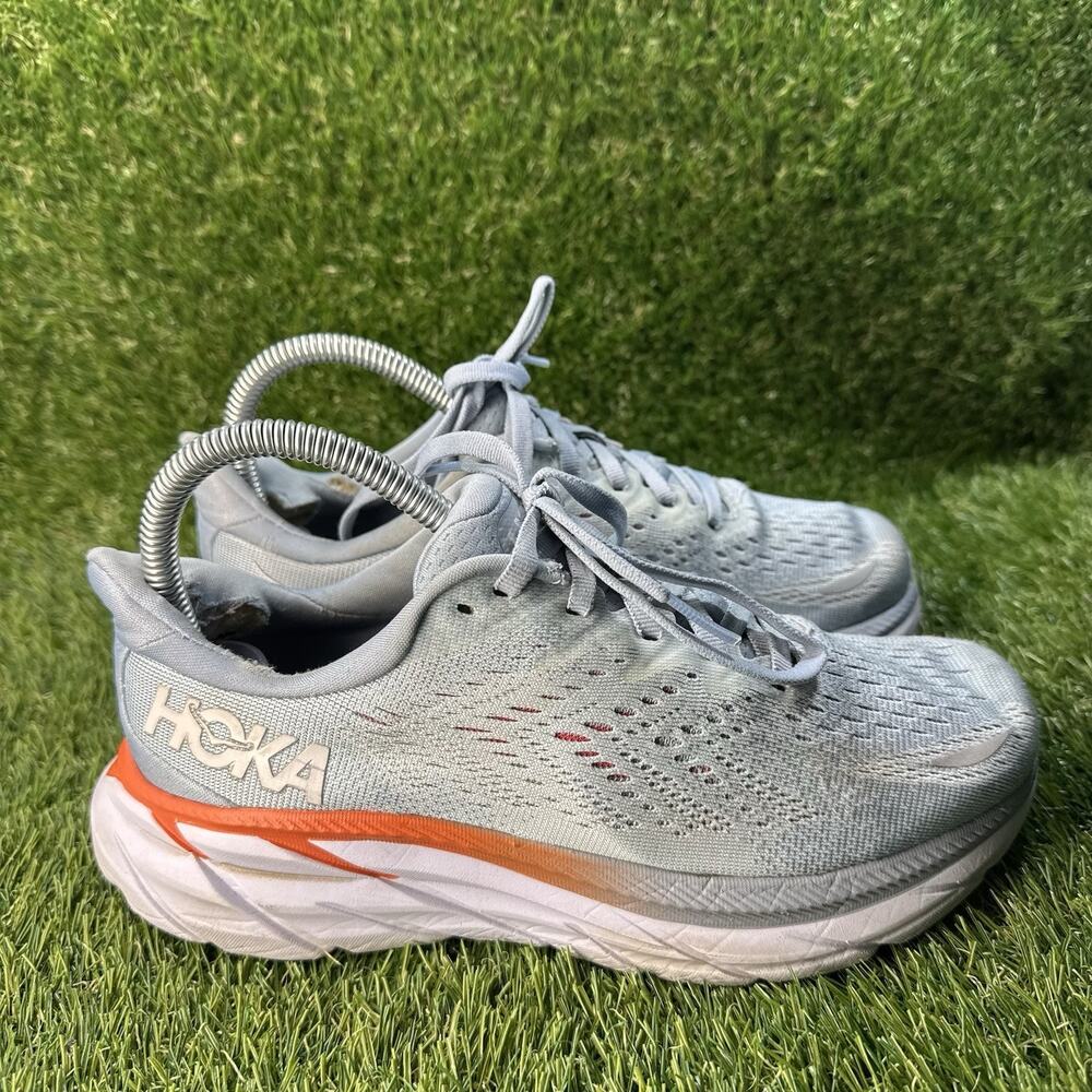 Hoka One One Clifton 8 Womens Size 6D Blue White Athletic Running Shoes Sneakers
